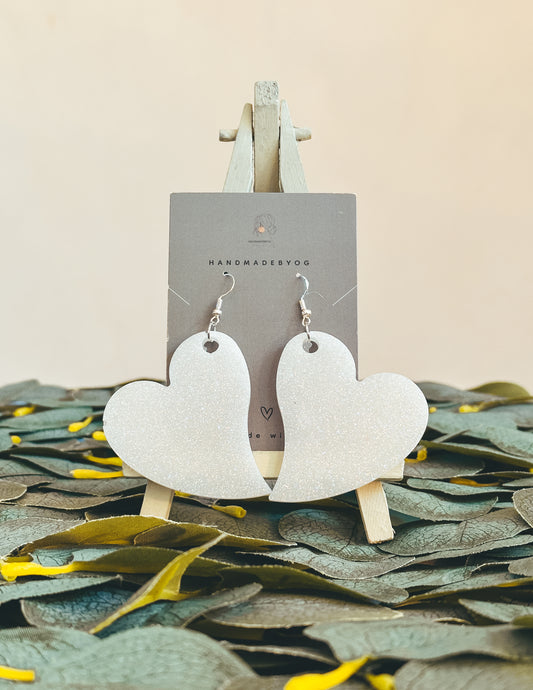 The Glitter Bridal Largest Heart Earrings