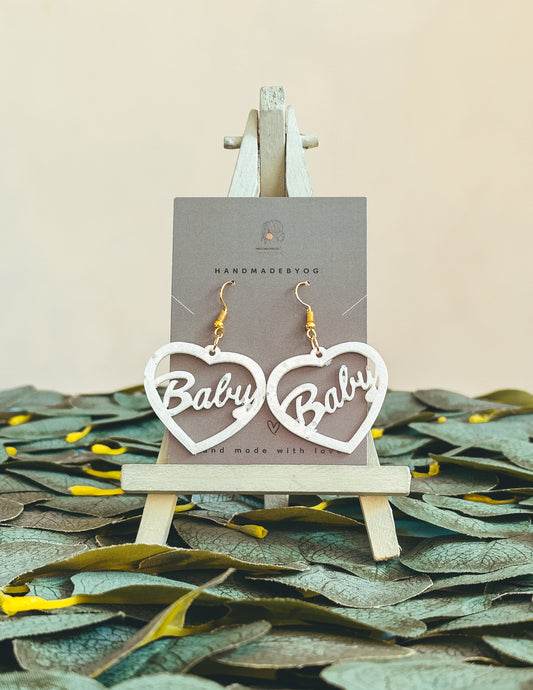 The Pearly White Baby Heart Earrings