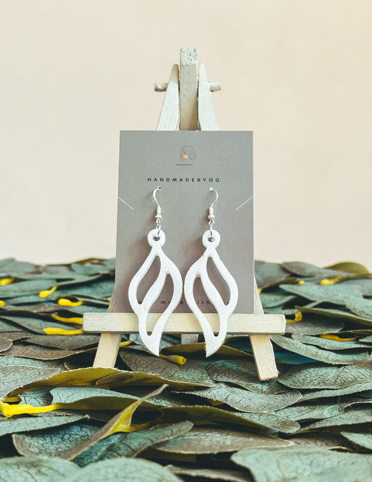The White Glitter Drop Earrings